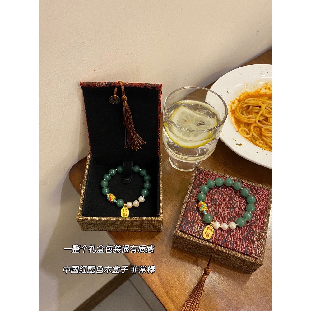 尼泊爾綠東陵招財手鍊 配禮盒-細節圖2