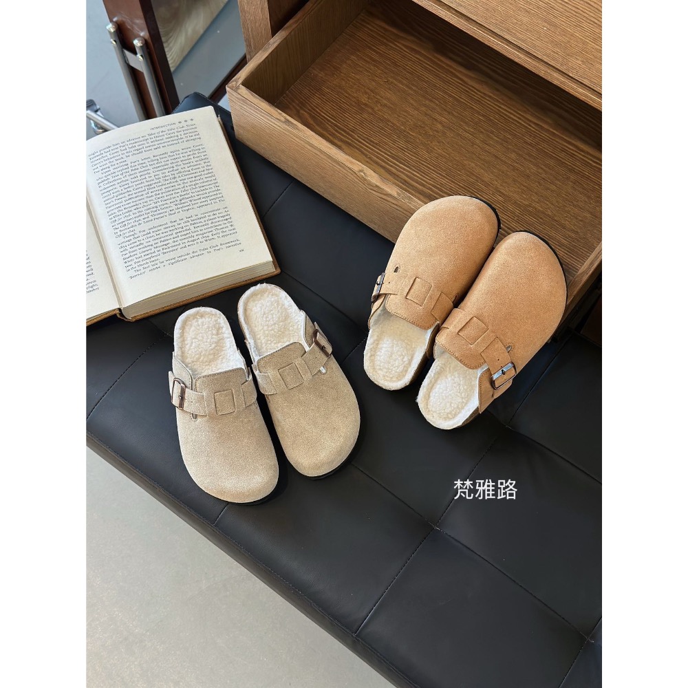 加絨厚底博肯半拖-細節圖2