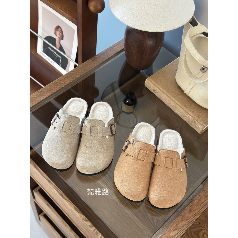加絨厚底博肯半拖-細節圖4