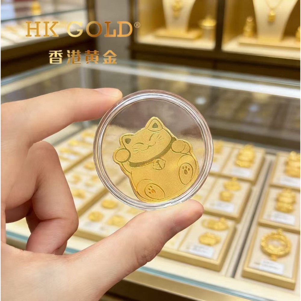 HKGOLD香港黃金【招財貓足金手機貼】3款各一-細節圖9