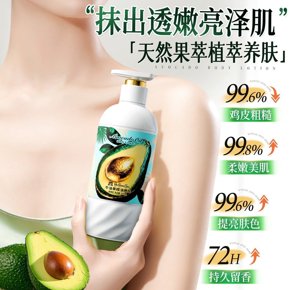 牛油果精油嫩膚持久留香高保濕清爽不粘膩煥白嫩滑520ml護手霜+身體乳套組-細節圖3