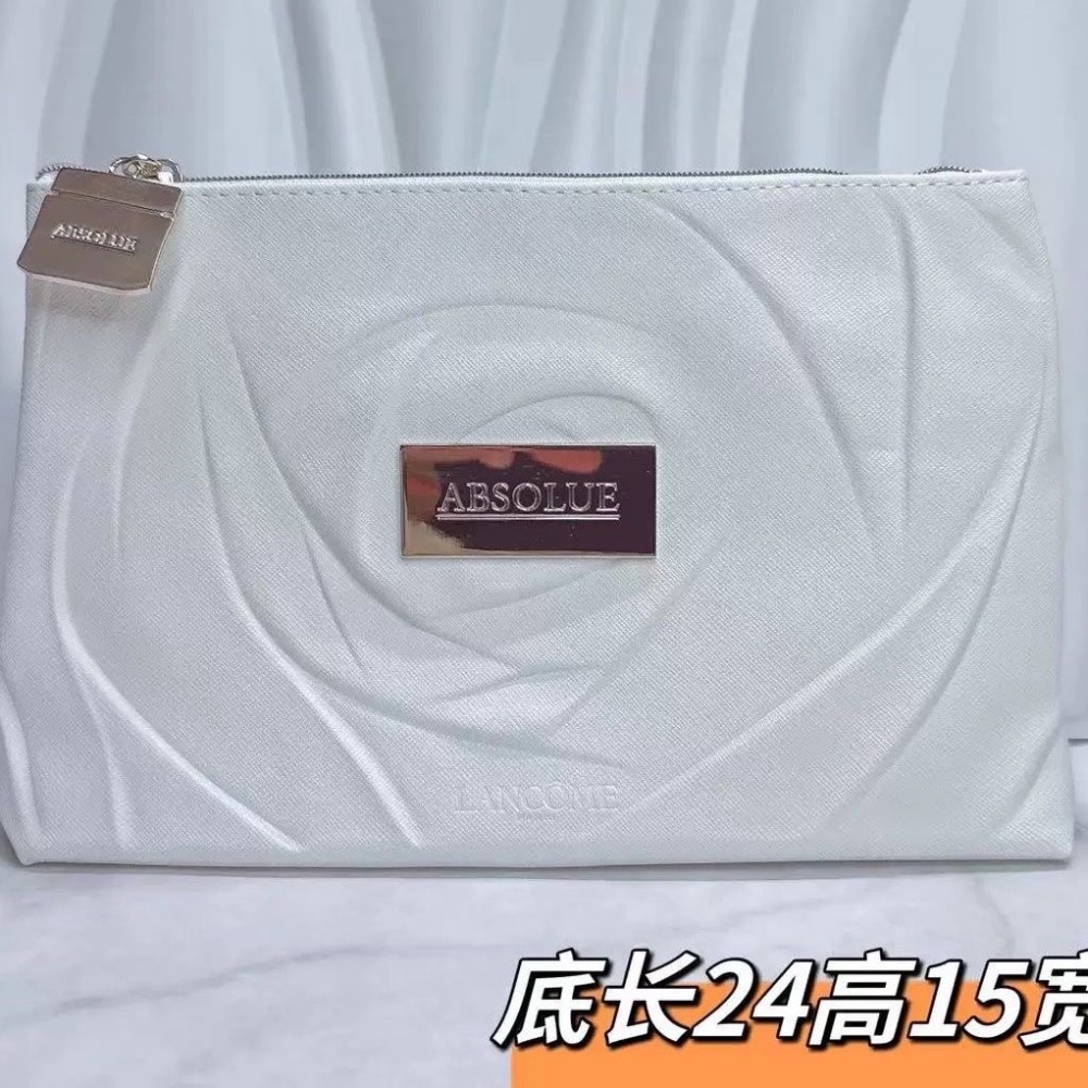 新款專櫃化妝包白色防水時尚PU便攜大容量手拿包-細節圖2