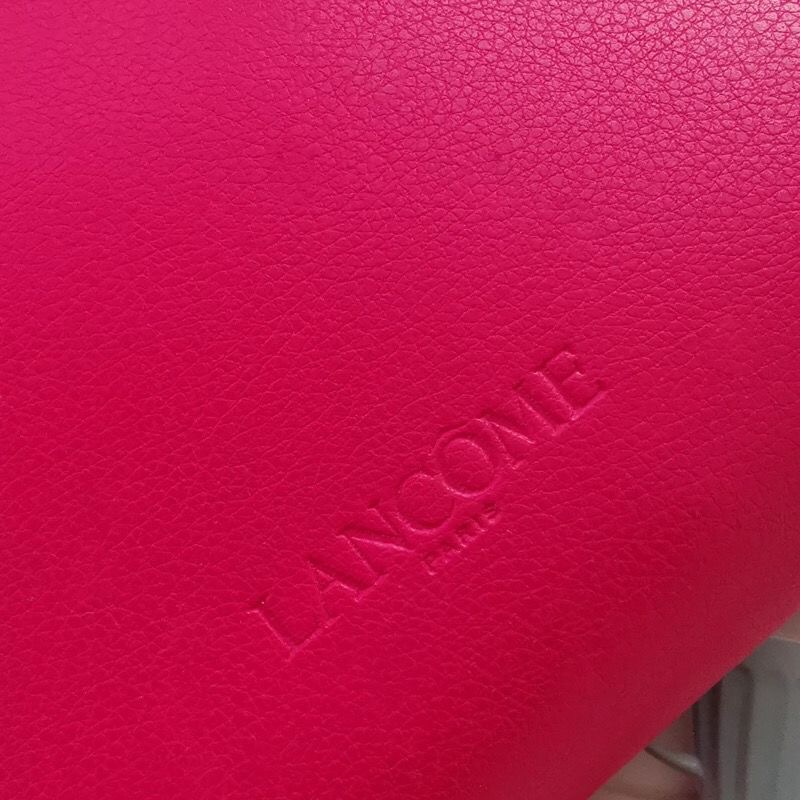 蘭蔻專櫃贈品玫紅色軟皮化妝包零錢包收納包-細節圖4