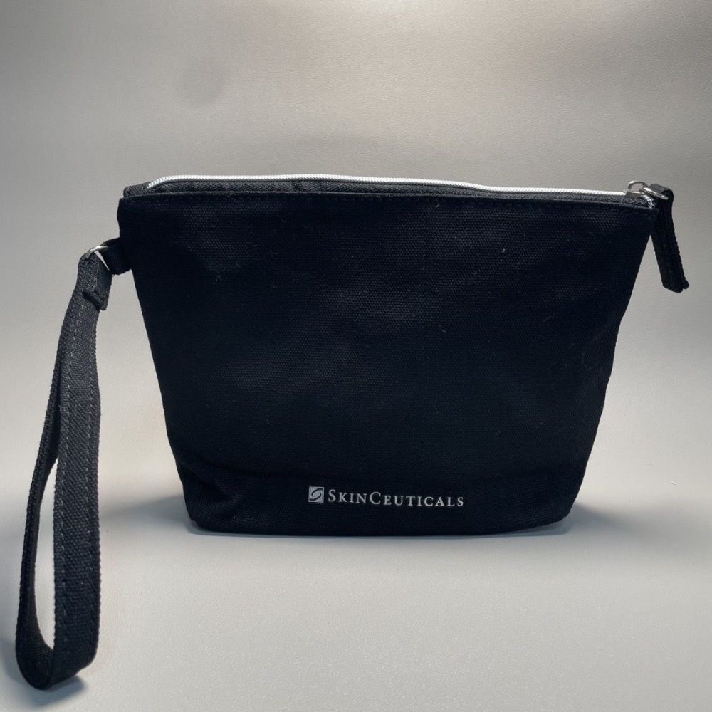 修麗家專櫃贈品 黑色帆布拉鍊手拿包洗漱包化妝包-細節圖2