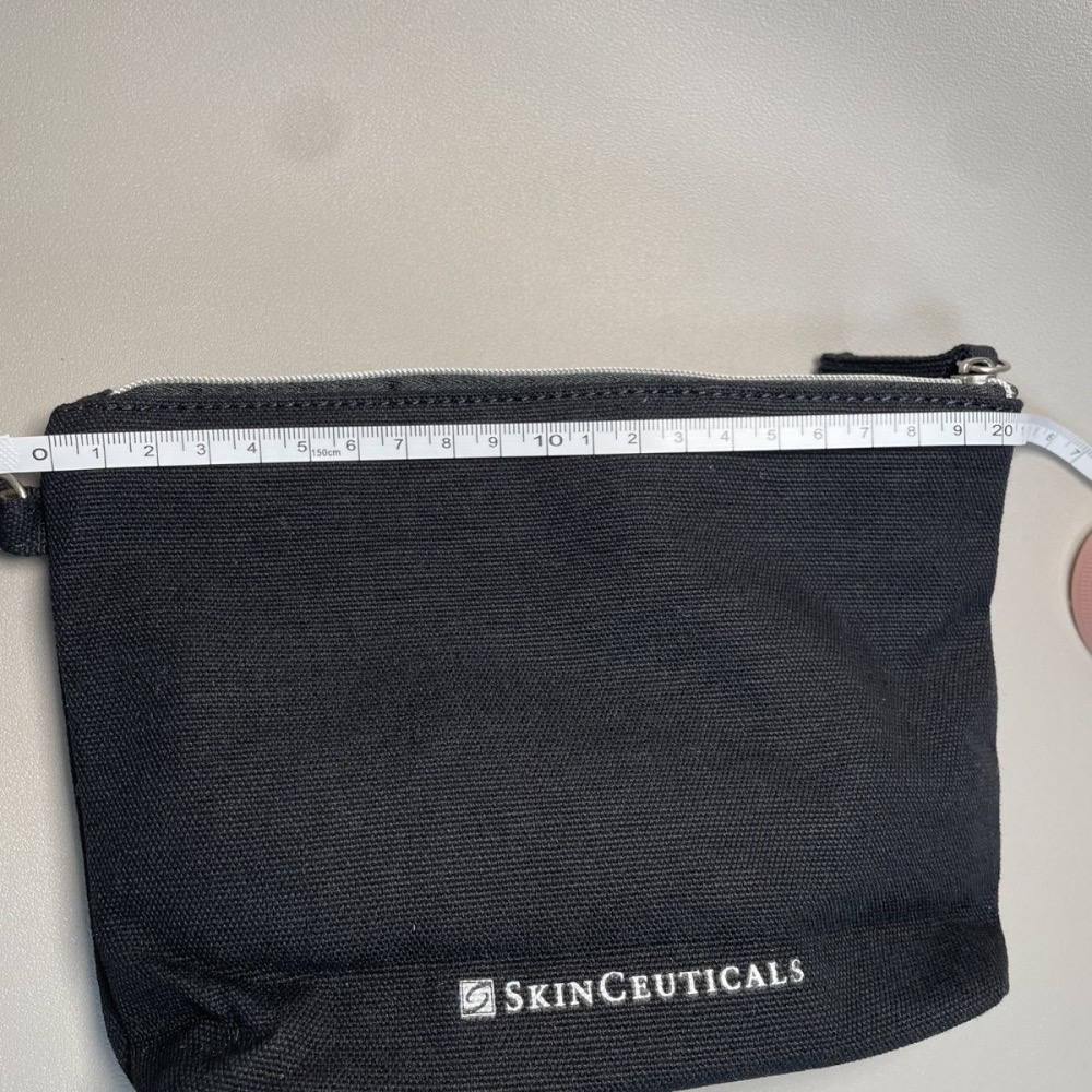 修麗家專櫃贈品 黑色帆布拉鍊手拿包洗漱包化妝包-細節圖3