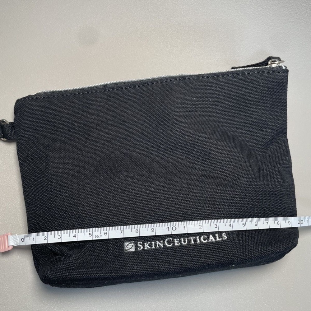 修麗家專櫃贈品 黑色帆布拉鍊手拿包洗漱包化妝包-細節圖4