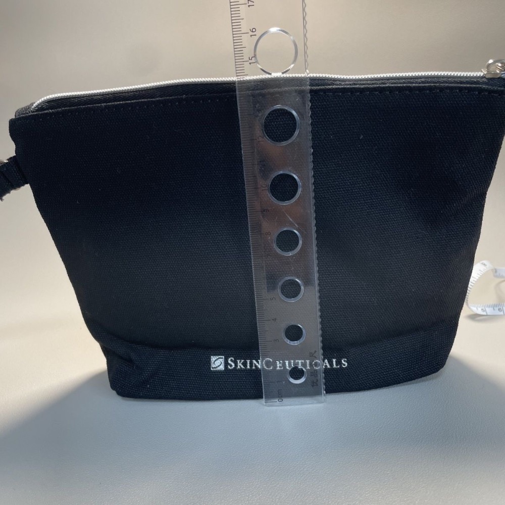 修麗家專櫃贈品 黑色帆布拉鍊手拿包洗漱包化妝包-細節圖6