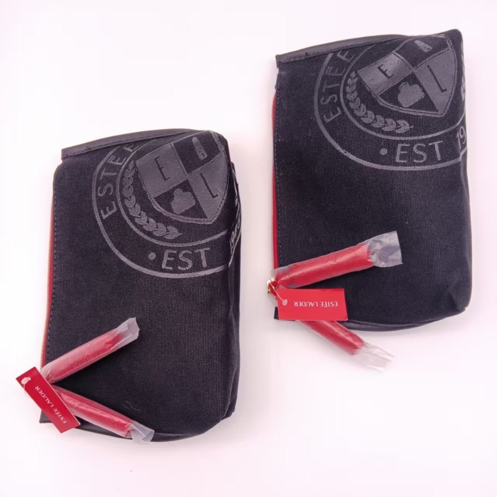 專櫃新款黑色印花拉鍊帆布流蘇時尚化妝包-細節圖2