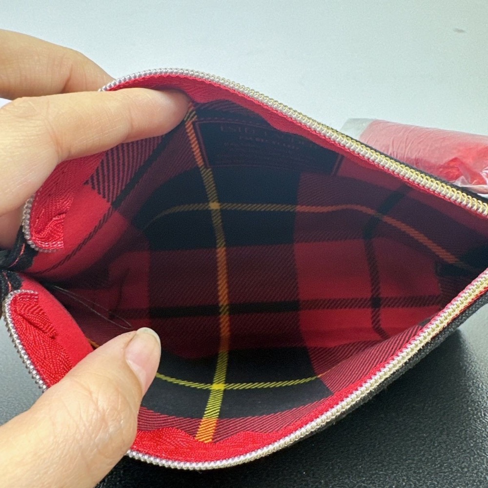 專櫃新款黑色印花拉鍊帆布流蘇時尚化妝包-細節圖3