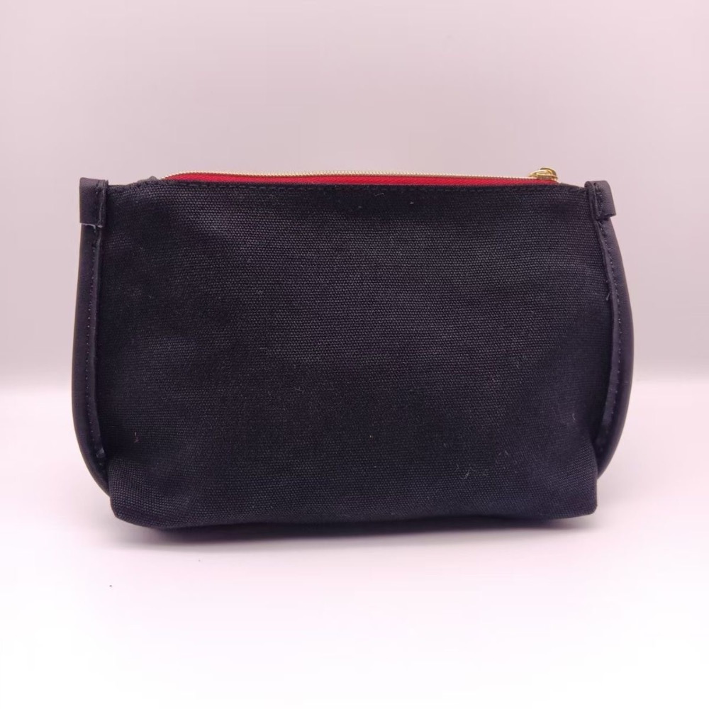 專櫃新款黑色印花拉鍊帆布流蘇時尚化妝包-細節圖5