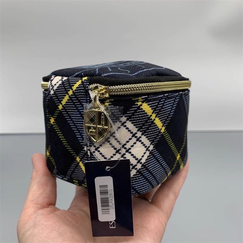 雅詩蘭黛藍格布料精緻小號迷你口紅氣墊化妝包-細節圖4