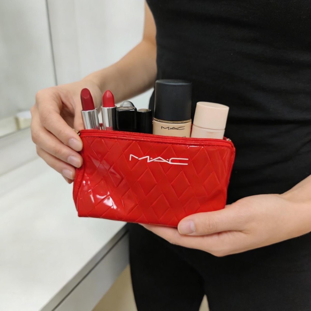 MAC專櫃贈品紅色精美化妝包-細節圖2