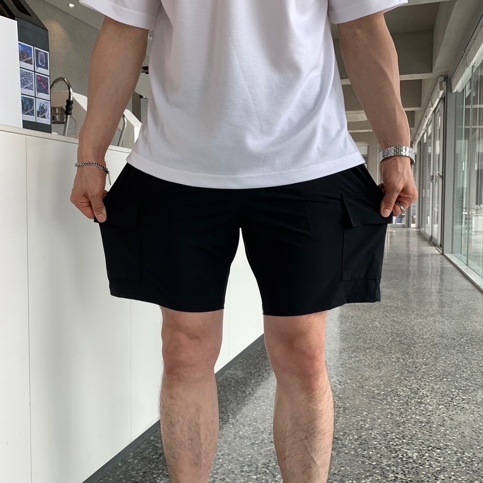 ⚡opbrand_shop⚡涼感工裝短褲 韓國 彈性 夏季 涼感材質 硬挺 休閒舒適 抽繩側口袋 素面 機能登山 衝浪-細節圖3