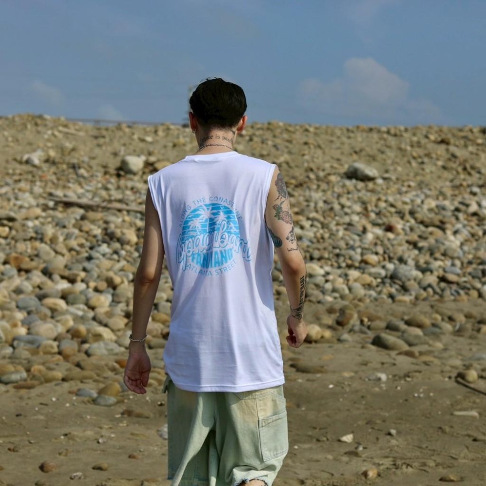 ⚡opbrand_shop⚡寬肩背心 20支純棉  韓系 海岸風 無袖背心 無袖印花 寬鬆夏季穿搭 8A-M-VT-細節圖4