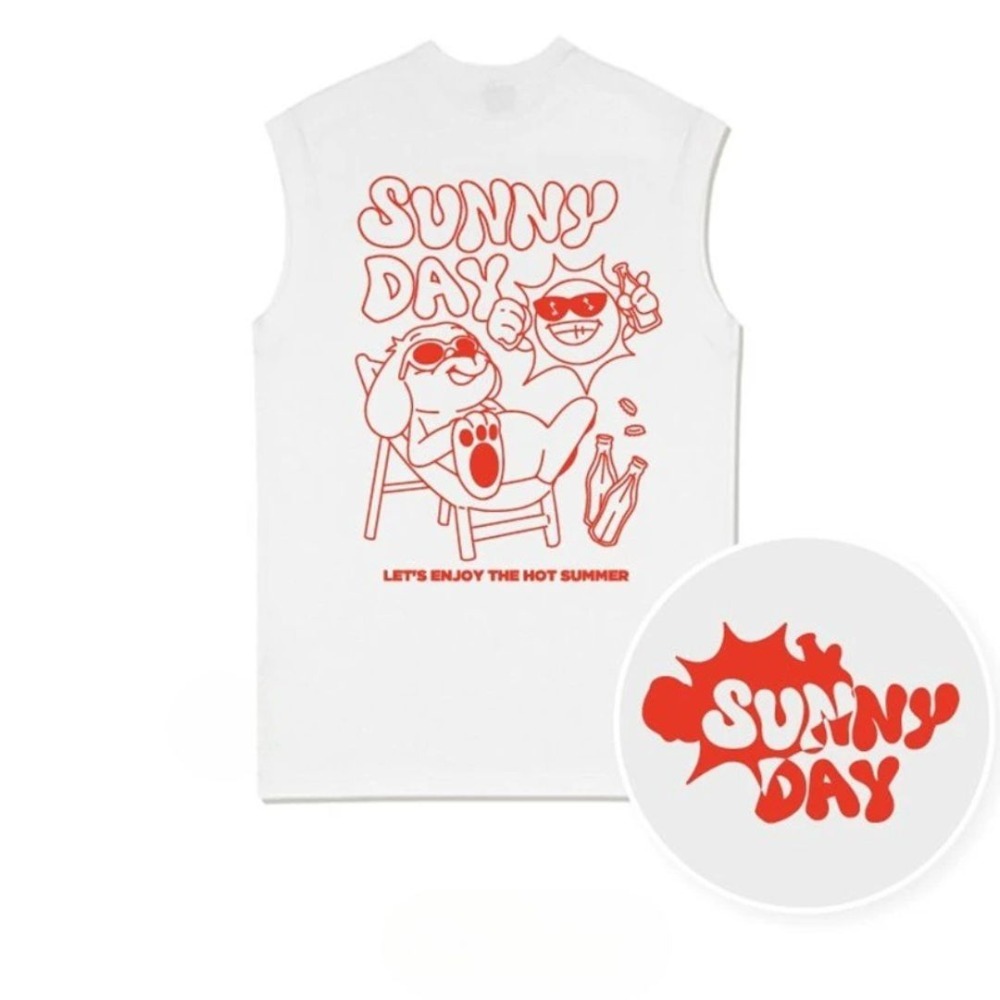 ⚡opbrand_shop⚡Q版插畫 寬肩背心 熱帶度假風 20支純棉 運動背心 無袖背心 健身背心 8A-M-VT-規格圖7
