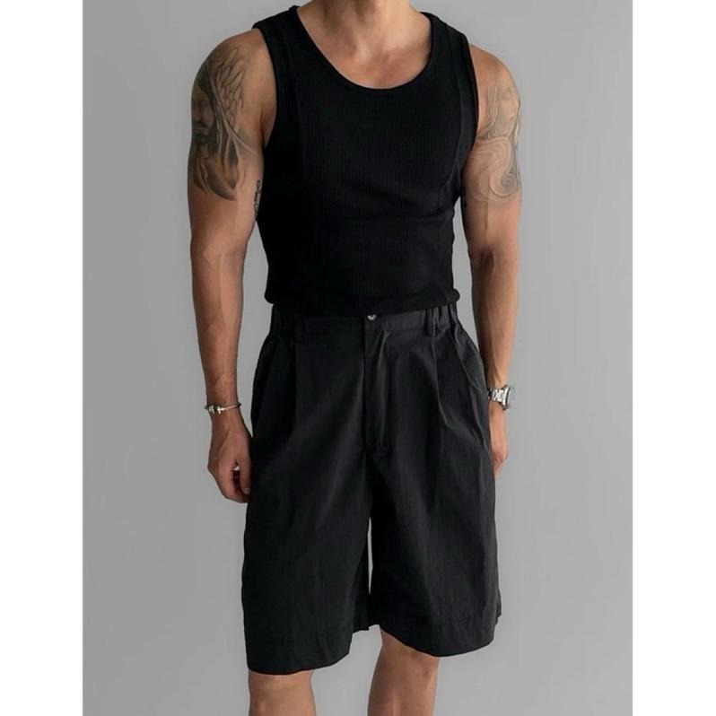 ⚡opbrand_shop⚡韓國 彈力螺紋背心 剪裁 雙線設計 合身 單穿 無袖 坦克 街頭 休閒穿搭 美式車線 重磅-細節圖7