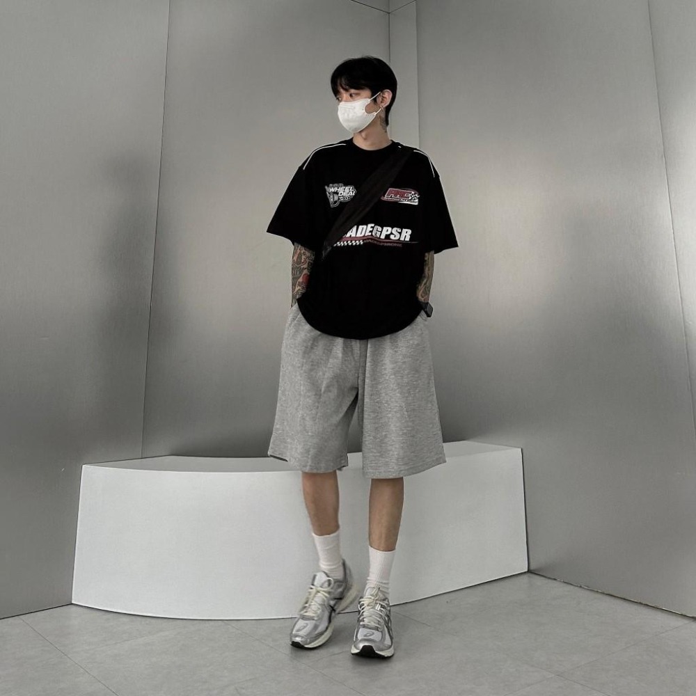 ⚡opbrand_shop⚡六分棉褲 短褲 韓國🇰🇷 垂墜感 純棉 神版型 硬挺 素面 寬大版 男女 休閒穿搭-細節圖2