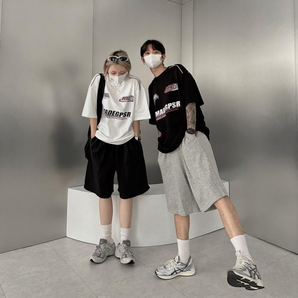 ⚡opbrand_shop⚡六分棉褲 短褲 韓國🇰🇷 垂墜感 純棉 神版型 硬挺 素面 寬大版 男女 休閒穿搭-細節圖6