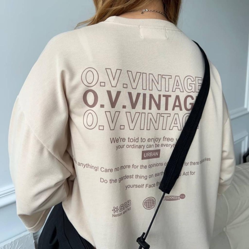 ⚡opbrand_shop⚡OVVINTAGE 幻影 短袖 復古 標語 落肩 寬鬆 情侶 男 女 T 上衣 短T-細節圖6