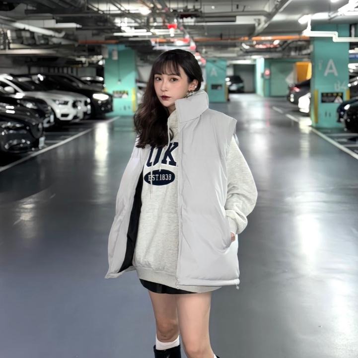 ⚡opbrand_shop⚡ 韓款 DUCK 帽TEE 拼布 字母 百搭 韓系  細絨布 落肩 長袖 情侶款-細節圖2