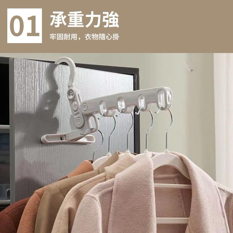 【台灣現貨】五孔折疊衣架 門後衣架 折疊衣架 掛衣架 晾衣架 旅行曬衣架 可折疊衣架 室內曬衣架 衣架 收納衣架-細節圖3