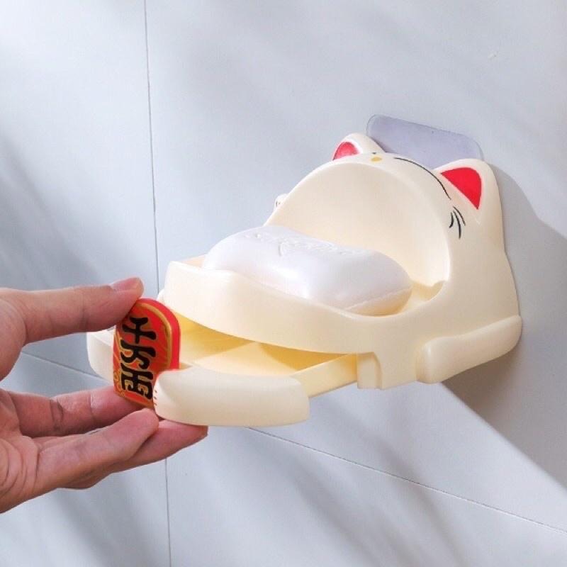 【領卷免運】招財貓肥皂盒 肥皂盒 瀝水盒 瀝水架 浴室肥皂盒 可愛瀝水盒🔥現貨🔥🚚免運🚚’-細節圖2