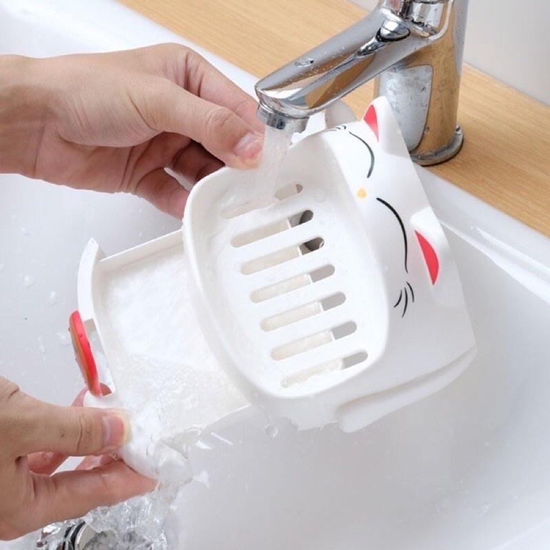 【領卷免運】招財貓肥皂盒 肥皂盒 瀝水盒 瀝水架 浴室肥皂盒 可愛瀝水盒🔥現貨🔥🚚免運🚚’-細節圖4