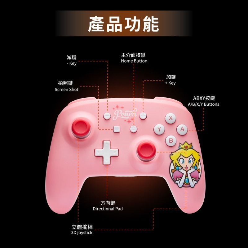 [團購商品] PowerA 任天堂官方授權 無線遊戲手把限量款 碧姬公主夢幻粉-細節圖8