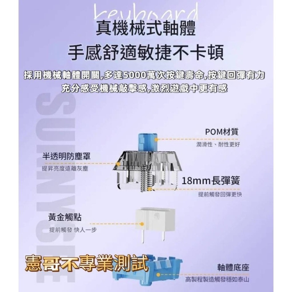 61鍵機械鍵盤 注音發光鍵盤 機械鍵盤 電競鍵盤 發光機械鍵盤 61鍵鍵盤 60%鍵盤 真機械鍵盤 61鍵-細節圖5