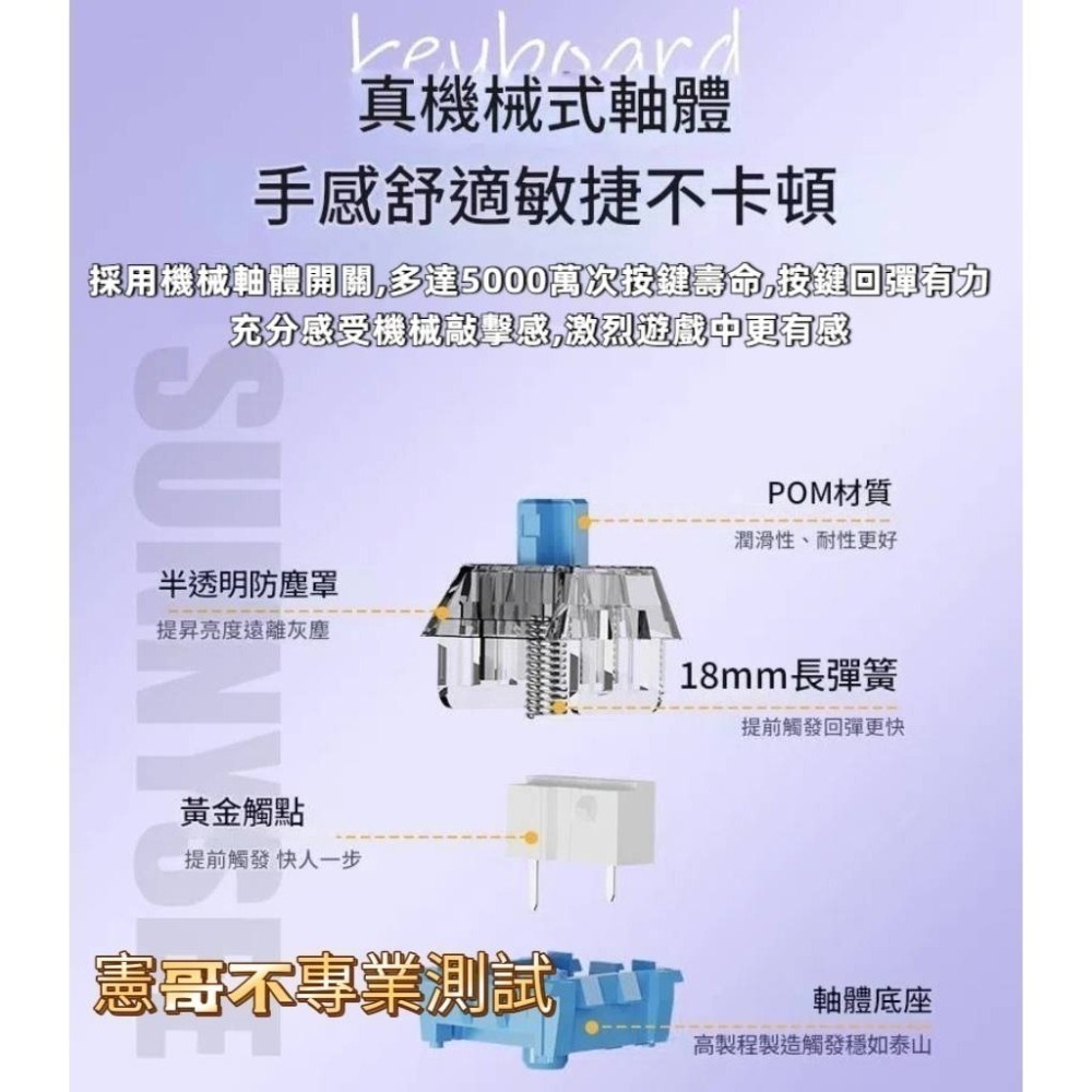 61鍵機械鍵盤 注音發光鍵盤 機械鍵盤 電競鍵盤 發光機械鍵盤 61鍵鍵盤 60%鍵盤 真機械鍵盤 61鍵-細節圖5