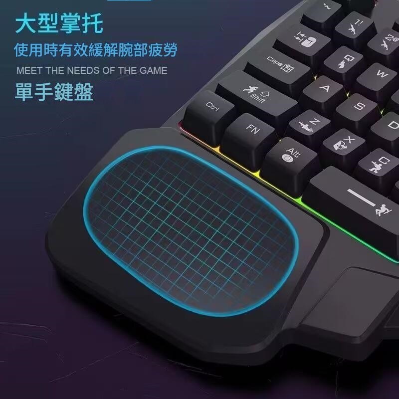 單手鍵盤 薄膜式單手鍵盤 RGB USB鍵盤 有線鍵盤 單手鍵盤 吃雞神器 APEX 支援鍵鼠模擬器-細節圖2