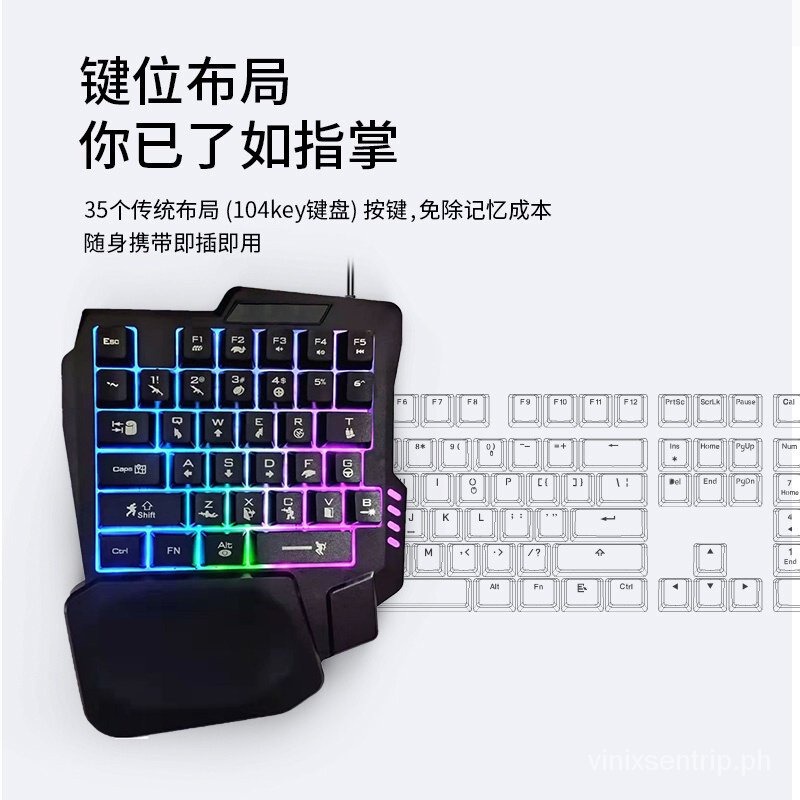 單手鍵盤 薄膜式單手鍵盤 RGB USB鍵盤 有線鍵盤 單手鍵盤 吃雞神器 APEX 支援鍵鼠模擬器-細節圖3
