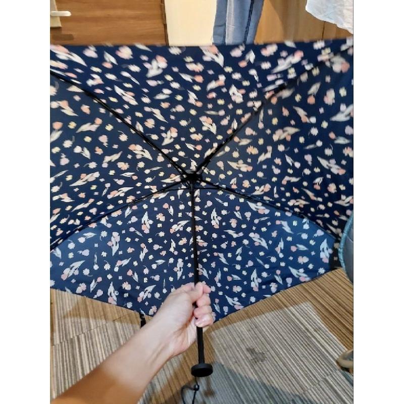 日本帶回正版Sanrio 美樂蒂my melody 深藍色花朵雙子星白色超輕量摺疊傘雨傘陽傘-細節圖2