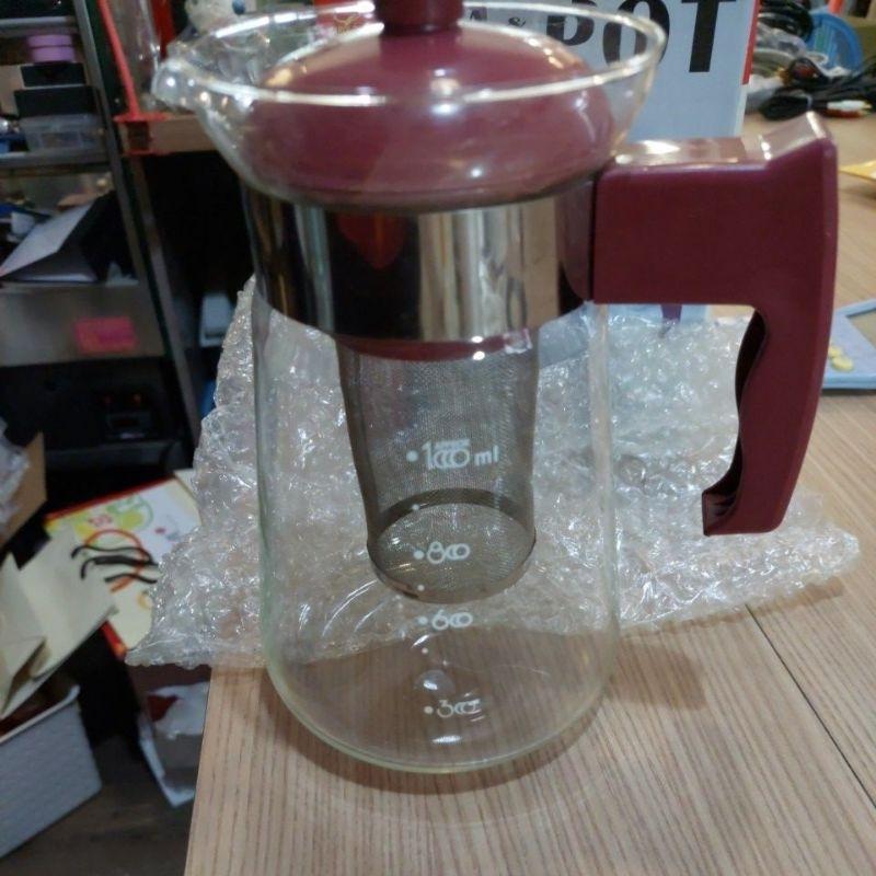 咖啡泡茶壺1300cc 玻璃壺優雅花茶壺-細節圖2