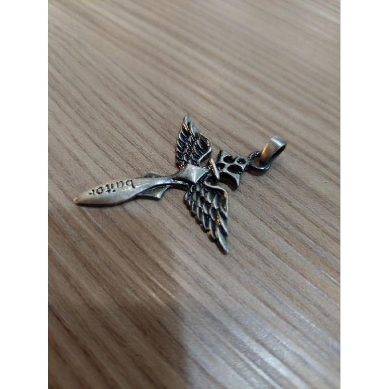 古銅色合金和平使者天使之翼短劍造型墜子首飾造型Diy材料-細節圖2