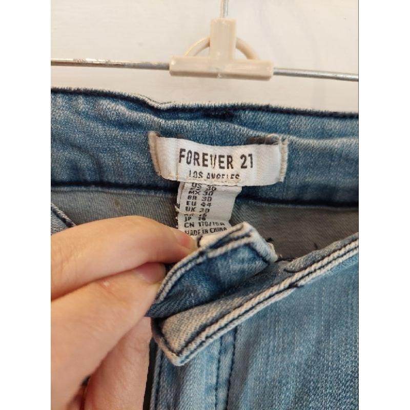 Forever 21 彈性牛仔淺色短褲SZ 30-細節圖3