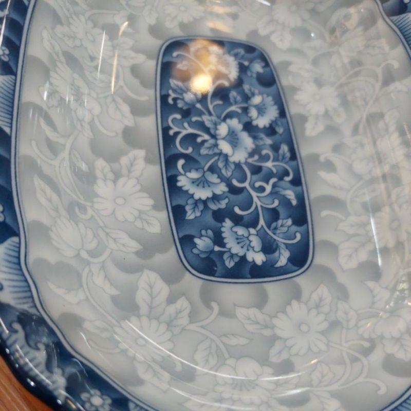 復古古典花朵陶瓷 瓷器橢圓長盤 菜盤 魚盤青花瓷深盤-細節圖2