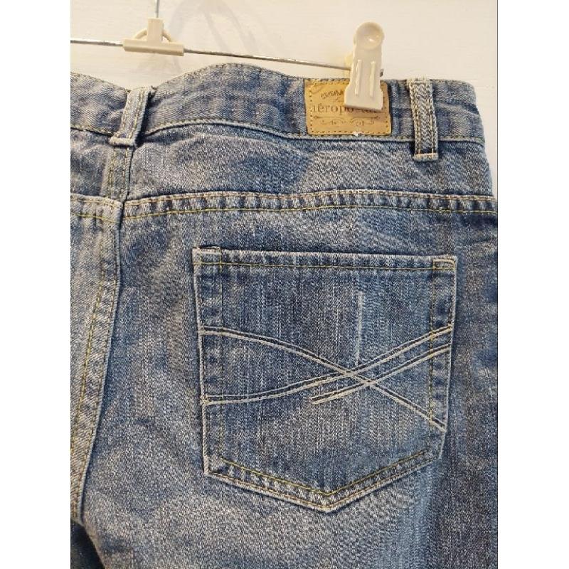 美國品牌AEROPOSTALE 刷白復古牛仔長褲中大尺碼US11/12號-細節圖3