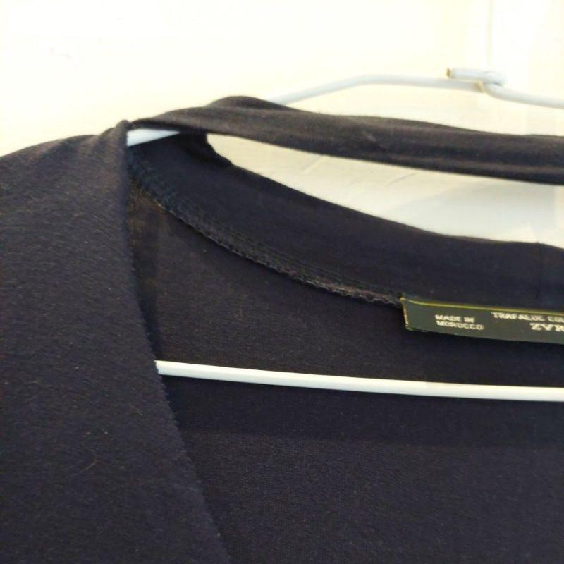 歐美小性感脖子繫帶深藍色彈性短T  L-細節圖2