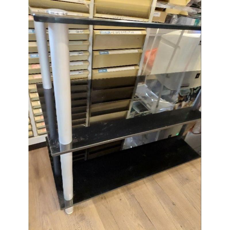 展藝黑色音響電視架擴大機播放機三層強化玻璃收納架110×40cm-細節圖4