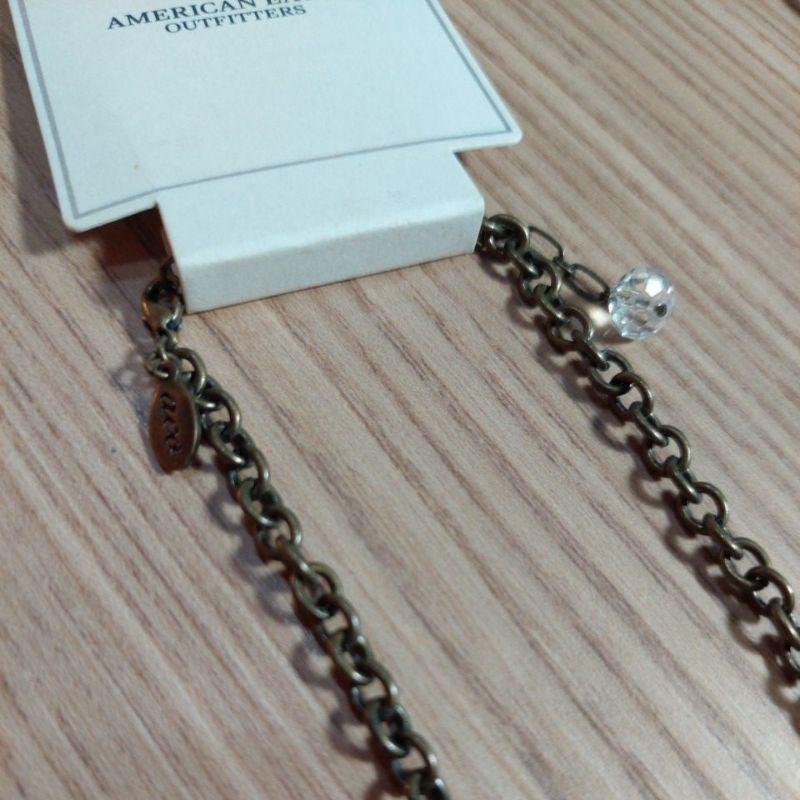 American eagle 立體玫瑰水鑽大花復古古銅色項鍊-細節圖3