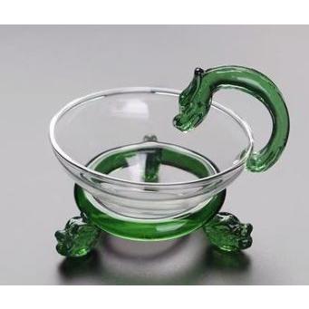 綠色玻璃祥龍把手茶濾加厚茶漏濾網功夫茶具配件家用濾茶器