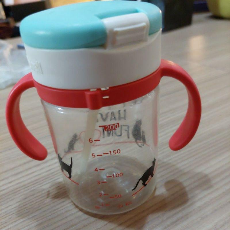 日本 RICRELL吸管(直飲)小貓咪學習把手冷水杯200ml-細節圖2