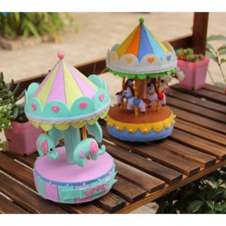 Diy材料 手作  八音盒音樂鈴  會旋轉小象  卡通不織布–Fun手作-細節圖2