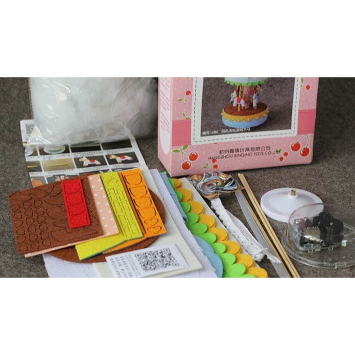 Diy材料 手作  八音盒音樂鈴  會旋轉小象  卡通不織布–Fun手作-細節圖3