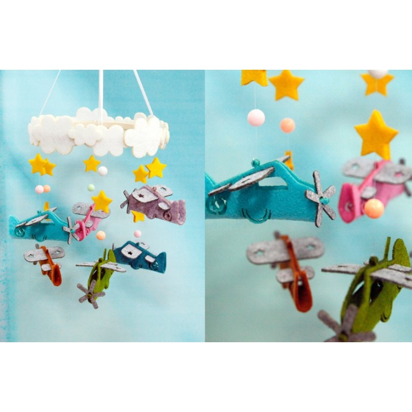 免剪裁 不織布材質 風鈴裝飾品 兒童房吊飾  免剪裁   飛機–Fun手作-細節圖3
