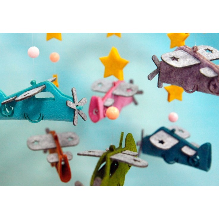 免剪裁 不織布材質 風鈴裝飾品 兒童房吊飾  免剪裁   飛機–Fun手作-細節圖4