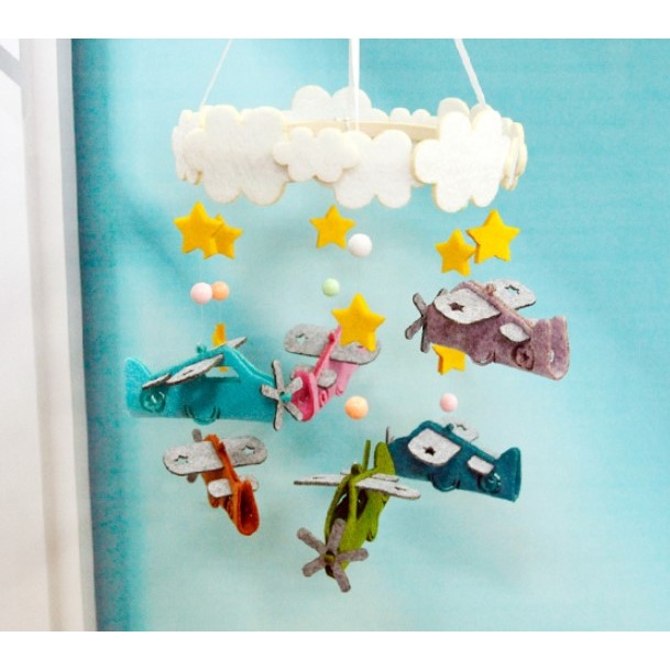 免剪裁 不織布材質 風鈴裝飾品 兒童房吊飾  免剪裁   飛機–Fun手作-細節圖8