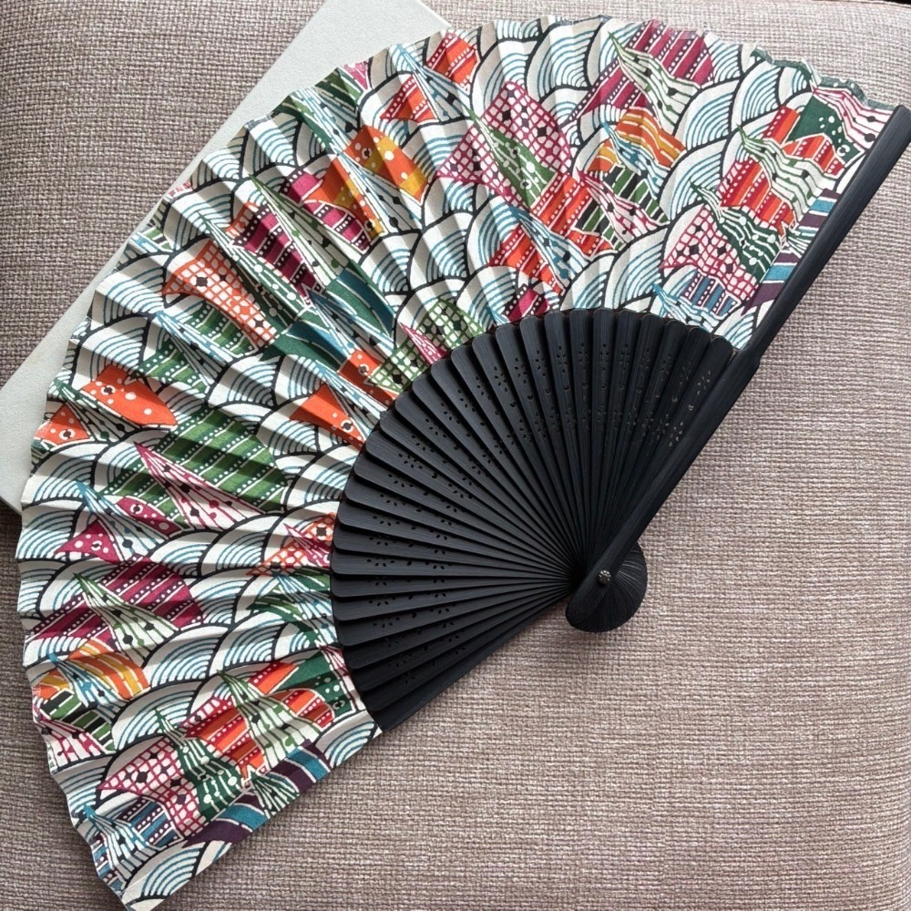 鈴木松風堂 [型染扇子] 型染和紙 京都和紙工藝品 紙製 夏日必備 紙扇-規格圖7