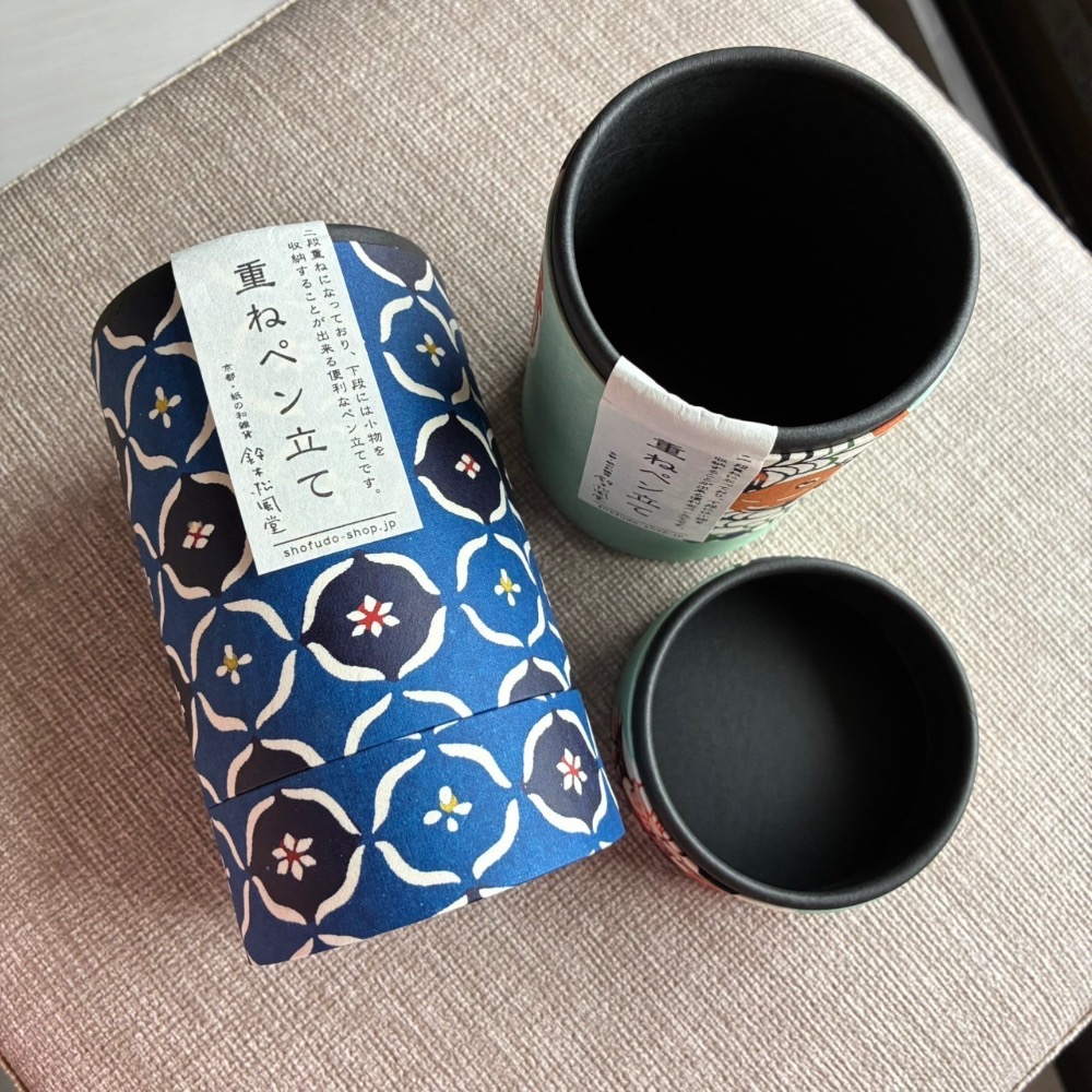 鈴木松風堂 ［型染雙層筆筒］ 京都和紙工藝品 筆筒 收納筒 紙筒 桌上收納-細節圖2